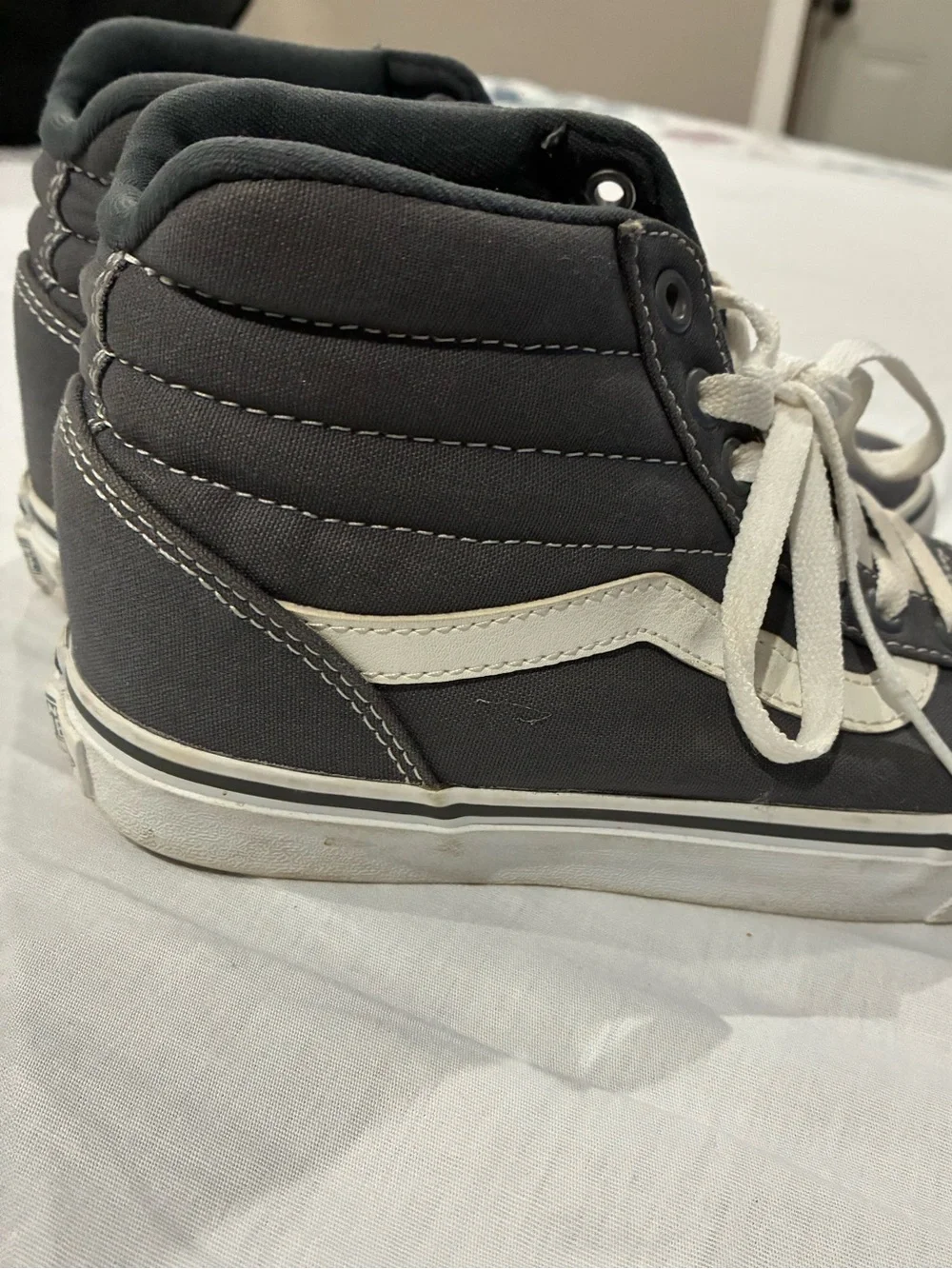 Vans Gray and White High-Top Canvas Sneakers
